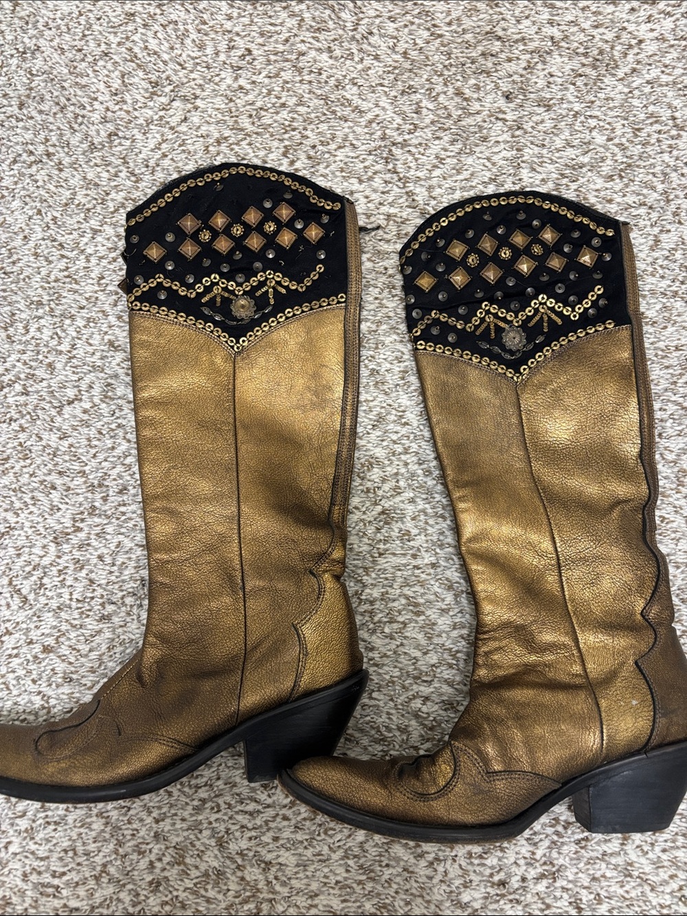 Rebeca Sanver gold beaded boots 36